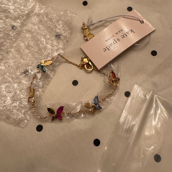 SALE! NEW kate spade Gold Bracelet with Colorful attached Butterfly Charms - Picture 7 of 7